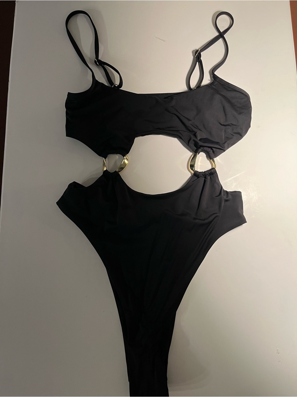 RIOT SWIM Black One-Piece Cutout Swimsuit with Gold Rings size small 🎩🎩